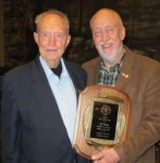 Hall of Fame inductee Gail Martin (left), patriarch of Martin Archery, with Archery Hall of Fame president, M.R. James. (Photo: The Archery Wire)