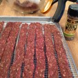 Ground venison strips ready for the oven. (photo by Dan Schmidt)