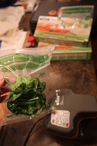 That's 5 cups worth of fresh veggies sealed and ready for the freezer. The Oliso vac removed all of the air to provide a nice little package for the freezer. Can't wait to see what this does with venison steaks.