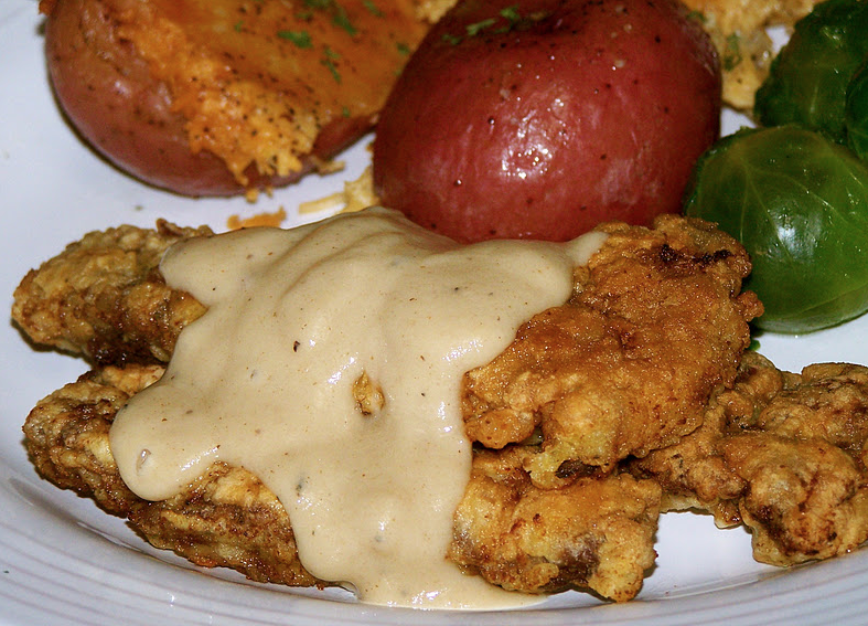 Venison chicken fried on plate