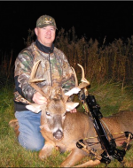 Crossbow hunting from hard- or soft-side blinds can be outstanding because you're at ground level and can have more benefits than being exposed in a stand. DDH managing editor Alan Clemons shot this Ohio buck with a NAP Spitfire broadhead and Wicked Ridge crossbow from a Banks Blind elevated stand.