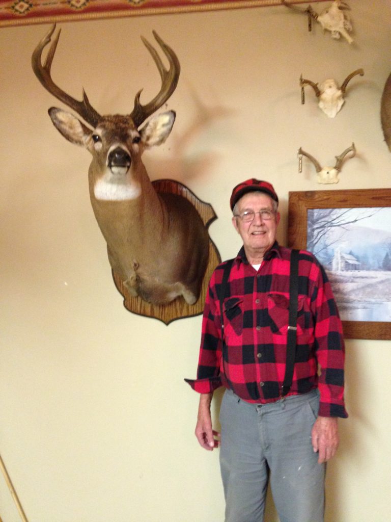 Harold Kleinow of Michigan with the refurbished mount of his father's 93-year-old Upper Peninsula buck. The big buck has a great family legacy and unique story.