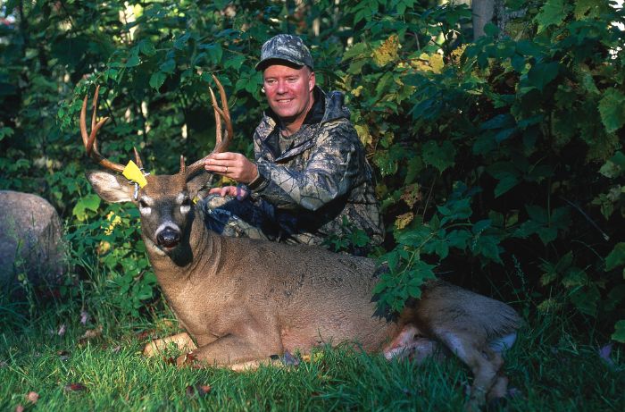 Deer & Deer Hunting Editor Dan Schmidt called in this early season buck by using a doe bleat call.