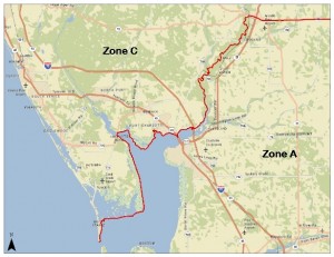 The western portion of the zone boundary change.
