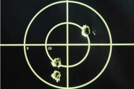 Van Zwoll shot this 300 yard group with a Ruger American and an 8 inch high holdover. (Photo: Wayne Van Zwoll)