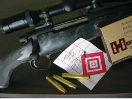 This Hill Country Rifles .270 puts bullets almost two inches high at 100 yards, a useful zero. (Photo: Wayne Van Zwoll)
