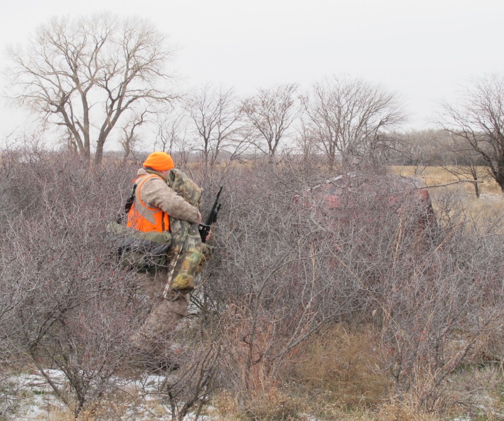 Aaron Carter with the NRA is bundled up for an afternoon hunt in a Kansas ground blind with temperatures in the teens and biting wind out of the north.