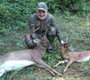 Larry McKenzie had a daily crossbow double with this buck and doe.