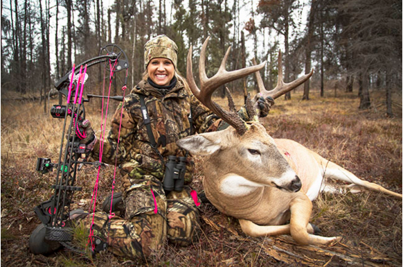 Nicole Reeve, co-host of Driven TV, with her great Saskatchewan buck.