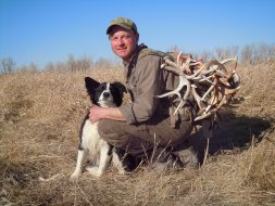 Mark Kayser after a day of whitetail deer shed antler hunting with his faithful friend, Sage. (Photo copyright Mark Kayser)