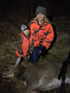 Sasha Nugent and son Caeden with Sasha's first Michigan Deer
