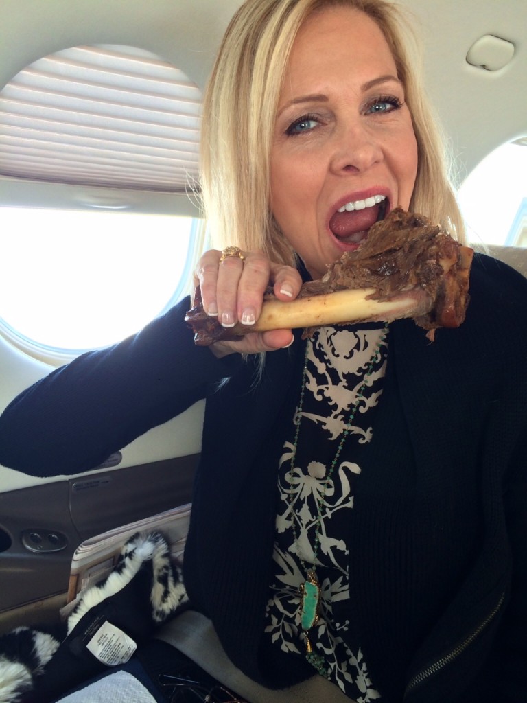 Shemane Nugent with a good ol' venison snack.