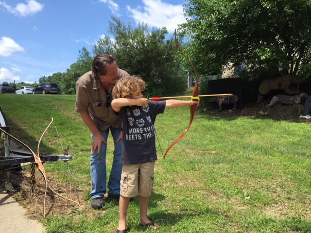 Ted and Caeden work on his form which looks pretty doggone good! Take a kid hunting this season!