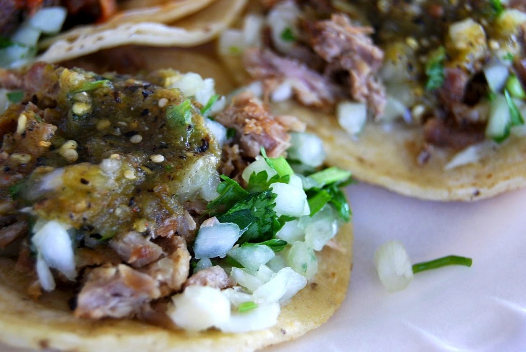 Tacos Carnitas can be made with shredded beef, like these, or venison if you have some deer meat in the freezer. They're great! (Photo: Jess Lander/Wikipedia)