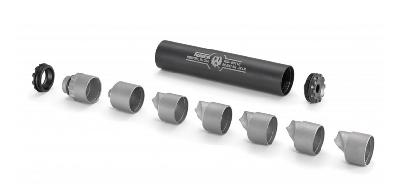 The Ruger Silent-SR utilizes a six-baffle system, housed in a titanium tube