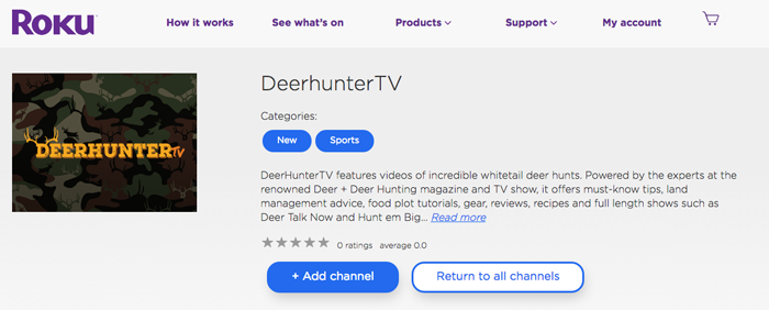 Where to watch free hunting videos on Roku