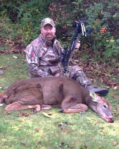 Deer & Deer Hunting Editor in Chief Dan Schmidt poses with the first whitetail he has taken while hunting with a crossbow. For a wide selection of crossbow hunting products, visit our online store.